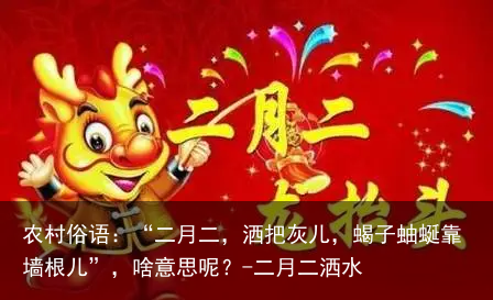 农村俗语：“二月二，洒把灰儿，蝎子蚰蜒靠墙根儿”，啥意思呢？-二月二洒水