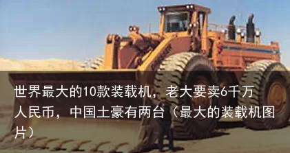 世界最大的10款装载机，老大要卖6千万人民币，中国土豪有两台（最大的装载机图片）