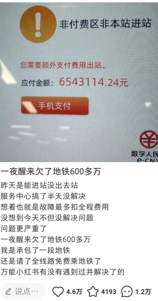 乘客“一夜醒来欠了地铁600多万”！官方回应（地铁欠钱不还,怎么管用?）