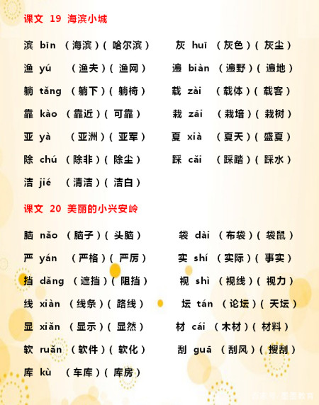 三年级语文田字格生字大全，生字注音、组词，孩子必备辅导资料！-三年级语文生字田字格书写图片