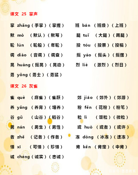 三年级语文田字格生字大全，生字注音、组词，孩子必备辅导资料！-三年级语文生字田字格书写图片