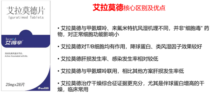 艾得辛或艾拉莫德片与其它慢作用抗风湿药的区别是什么？（艾拉莫德片的副作用）