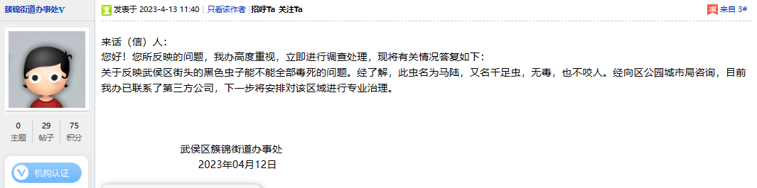 成都街头出现大量黑色小虫 官方回应：将进行专业治理-去成都被一种黑色的小虫咬
