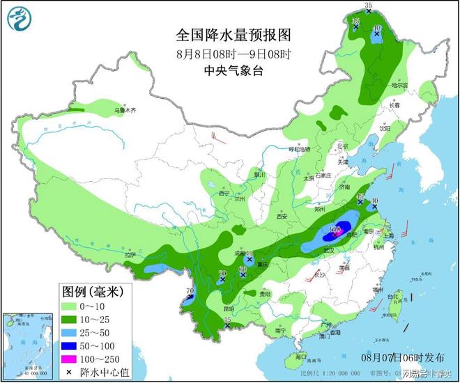 中央气象台：暴雨持续降临下列地区，8月7~9号，天气预报（8月4日暴雨）