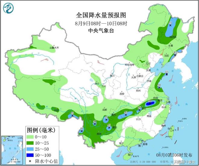 中央气象台：暴雨持续降临下列地区，8月7~9号，天气预报（8月4日暴雨）