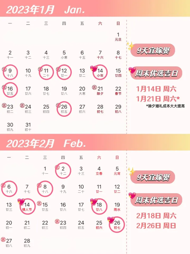 2023年结婚吉日&电子请帖攻略大全（2023嫁娶黄道吉日查询）