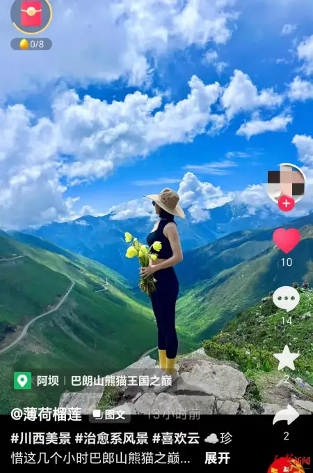 “距天空最近的花”被游客采摘 保护区：违规穿越将追责（背书包喘不过气）