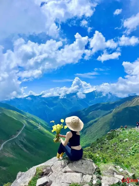 “距天空最近的花”被游客采摘 保护区：违规穿越将追责（背书包喘不过气）
