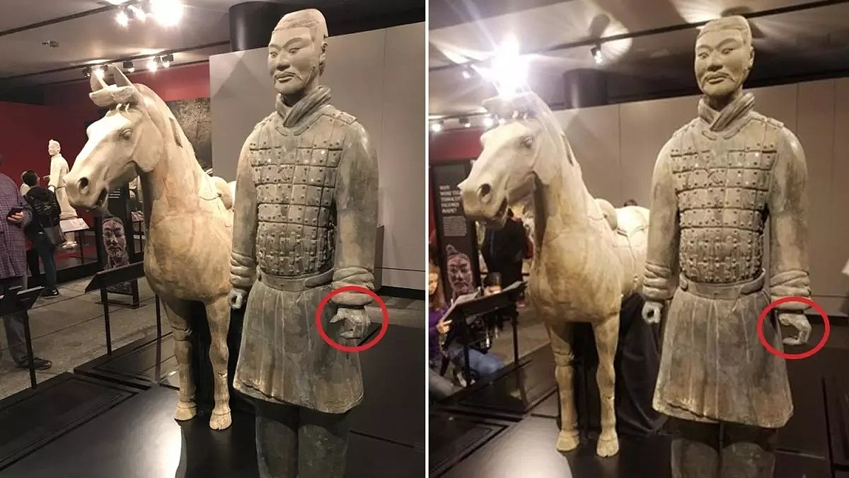 破坏中国国宝！美国人掰断兵马俑手指案新进展：指控遭撤销（外国人弄坏兵马俑）