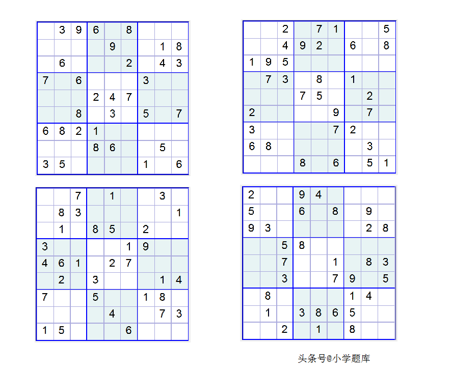 入门班数独7，九宫数独练习和方法（100道）-数独九宫规律