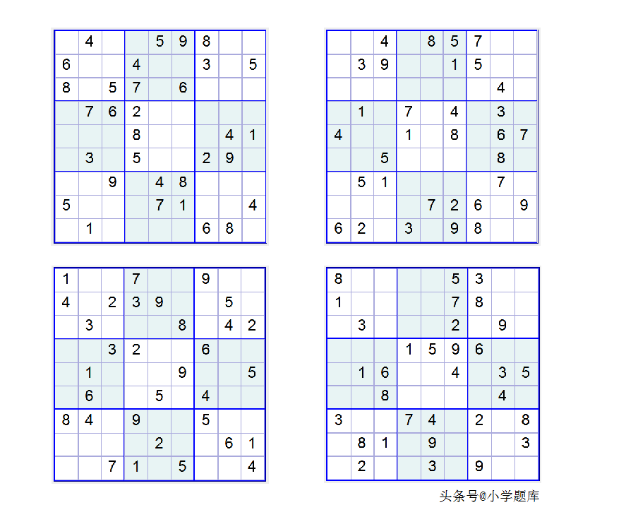 入门班数独7，九宫数独练习和方法（100道）-数独九宫规律