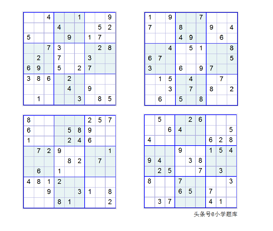 入门班数独7，九宫数独练习和方法（100道）-数独九宫规律