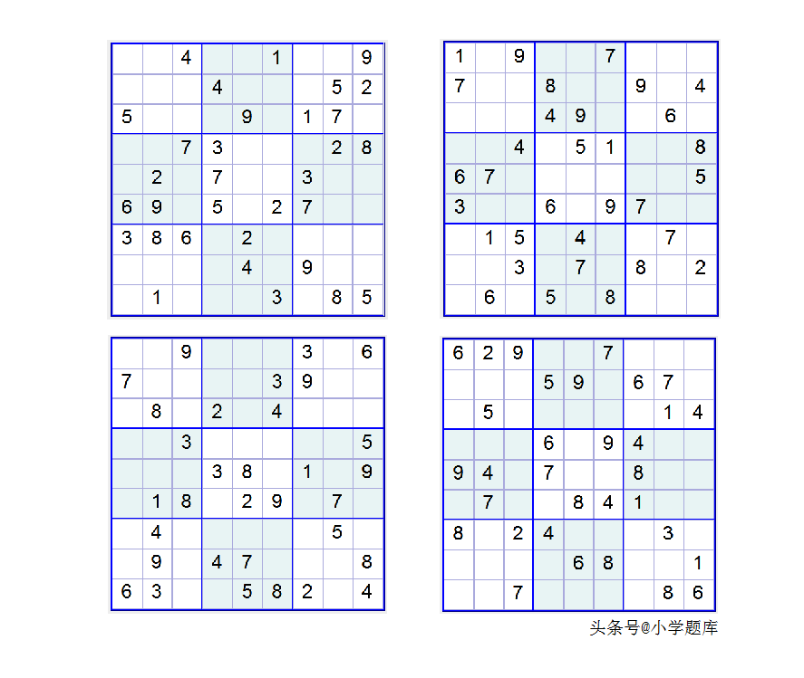 入门班数独7，九宫数独练习和方法（100道）-数独九宫规律