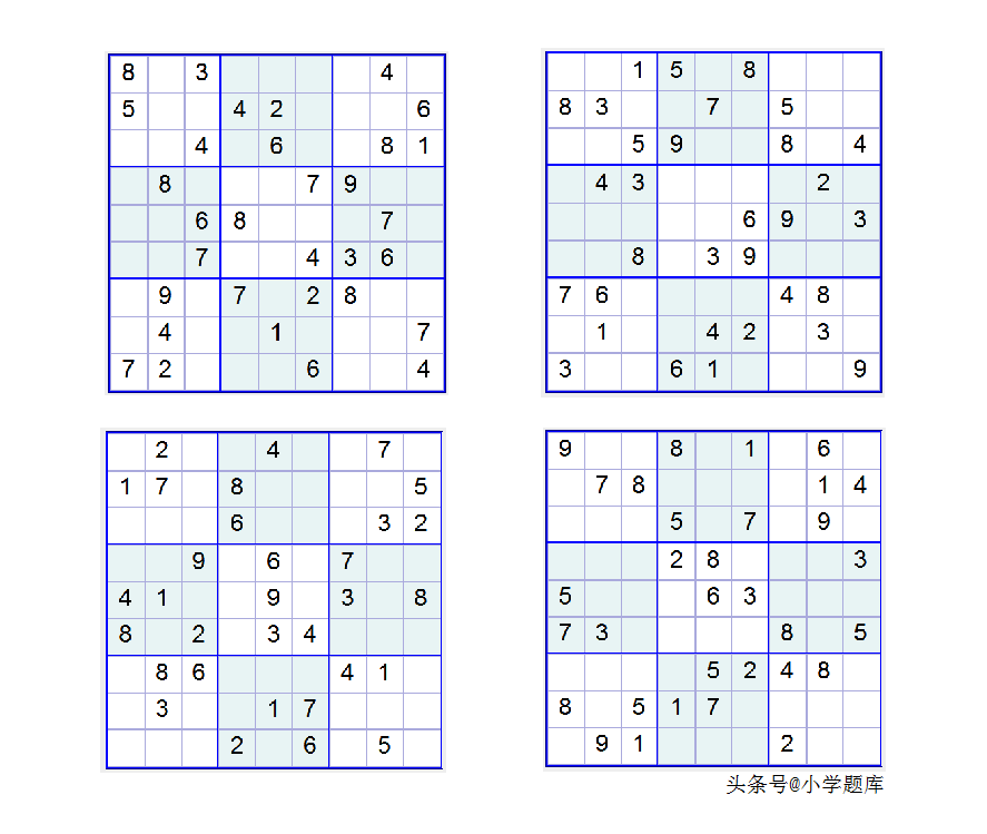 入门班数独7，九宫数独练习和方法（100道）-数独九宫规律