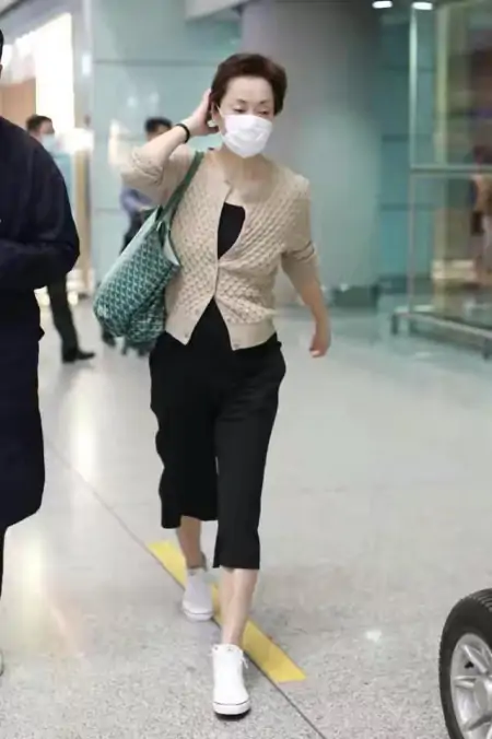 57岁的毛阿敏好接地气，“姥姥衫+买菜包”亮相机场，朴素也迷人-54岁毛阿敏近照