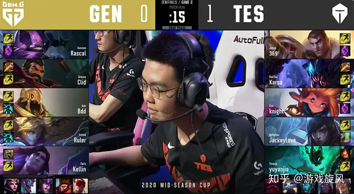 LOL：雷达哥无解节奏369杰斯爆锤GEN，TES碾压拿下赛点！