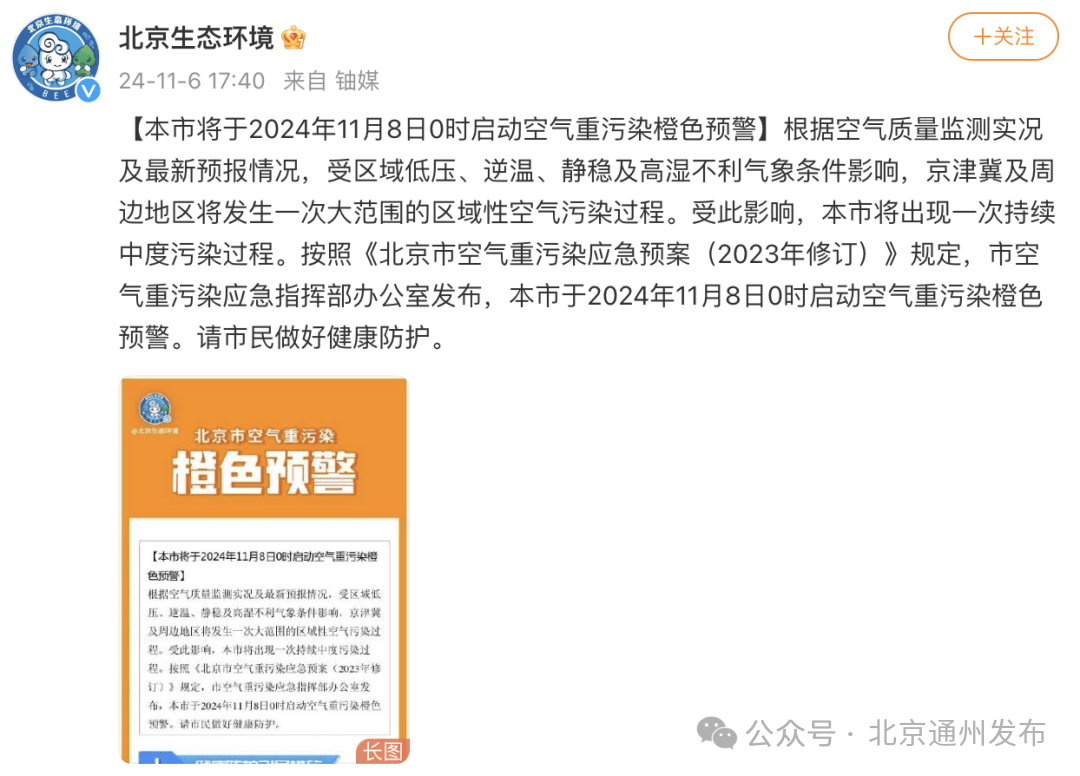 北京空气重污染橙色预警！本周五0时启动-北京空气污染预报